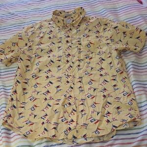 Men's Nautical Flag Pattern Yellow Shirt